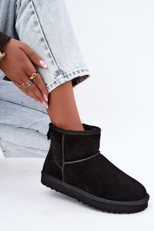 Peau en daim Bottes de neige réchauffer avec de la fourrure à l intérieur couleur noire Amandine