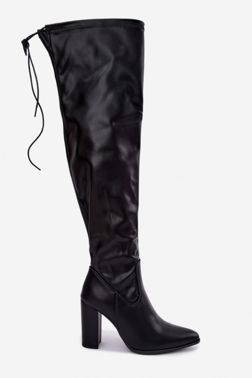 Bottes au-dessus du genou noires avec talons Primelle