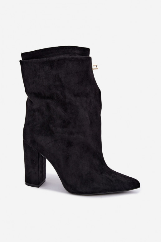 Schwarze warme Slipper-Stiefeletten mit Absatz Fiametta