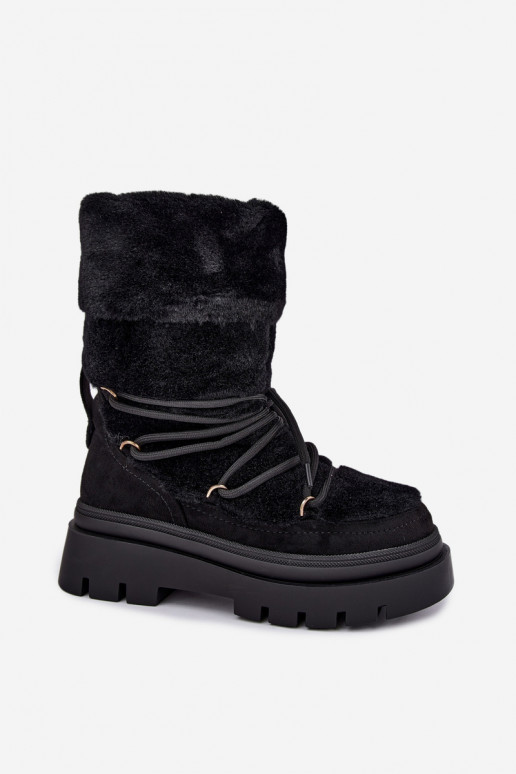 Bottes de neige noires avec fourrure et plateforme Illyria