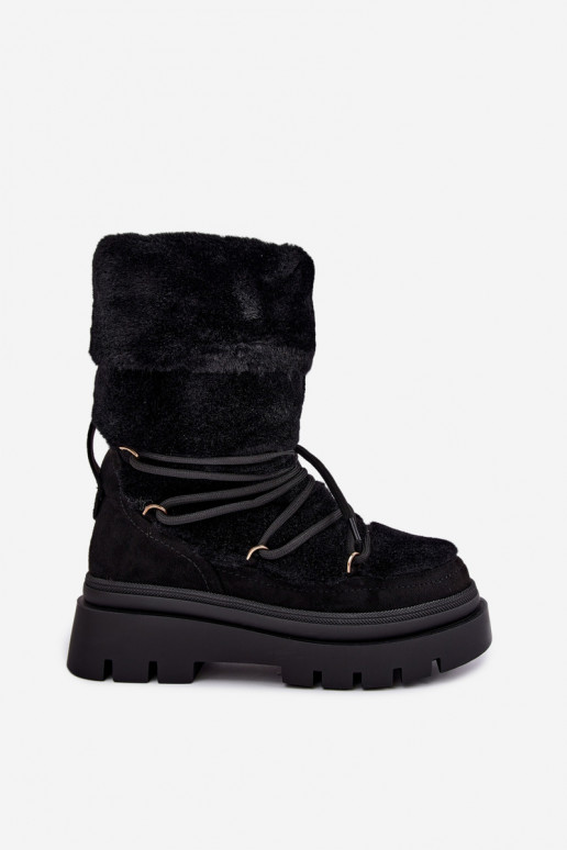 Bottes de neige noires avec fourrure et plateforme Illyria