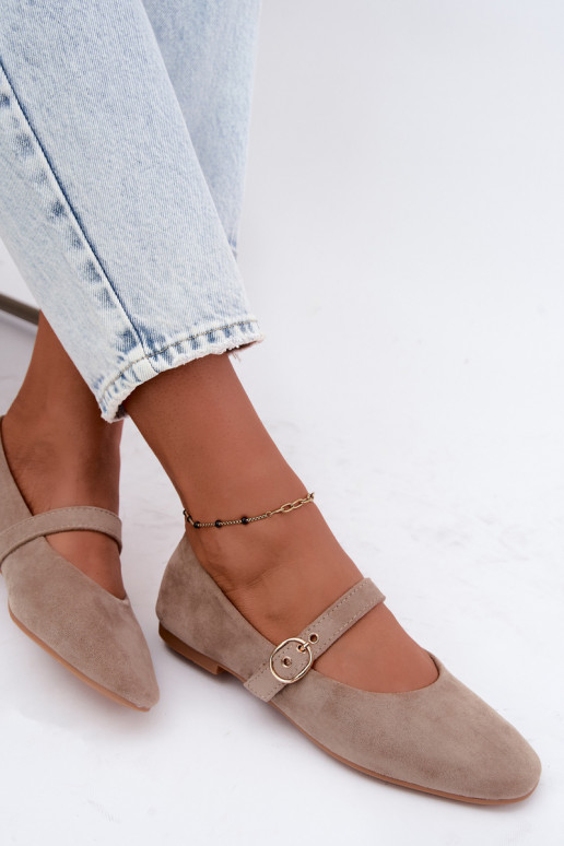 Ballerinas im Mary Jane Stil in Sandfarbe Nolenne