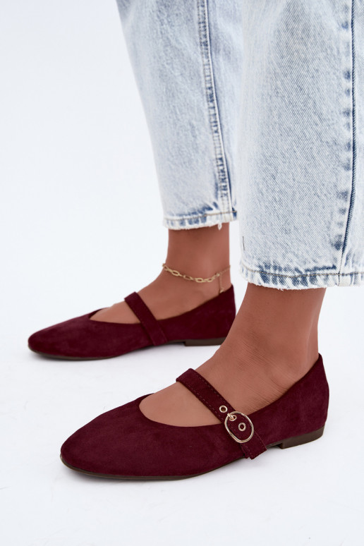 Mary Jane stijl ballerina's in bordeauxkleur Nolenne