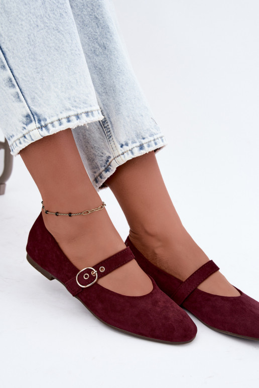 Ballerines style Mary Jane couleur bordeaux Nolenne