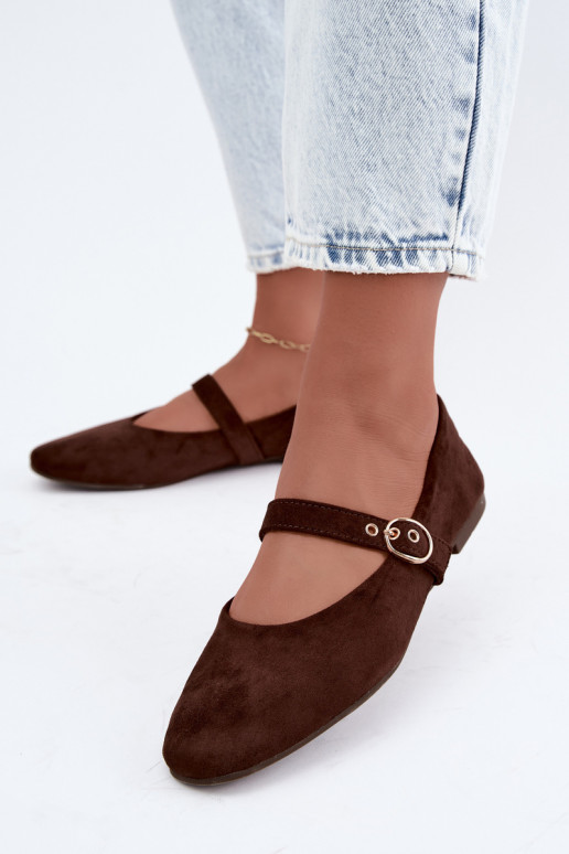 Mary Jane stijl ballerina's in chocoladekleur Nolenne