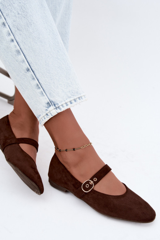 Mary Jane stijl ballerina's in chocoladekleur Nolenne
