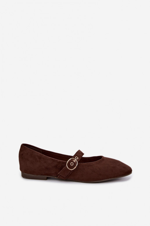 Mary Jane stijl ballerina's in chocoladekleur Nolenne