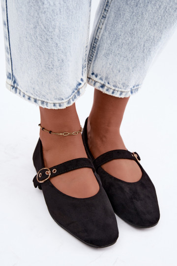 Mary Jane stijl ballerina's in zwarte kleur Nolenne