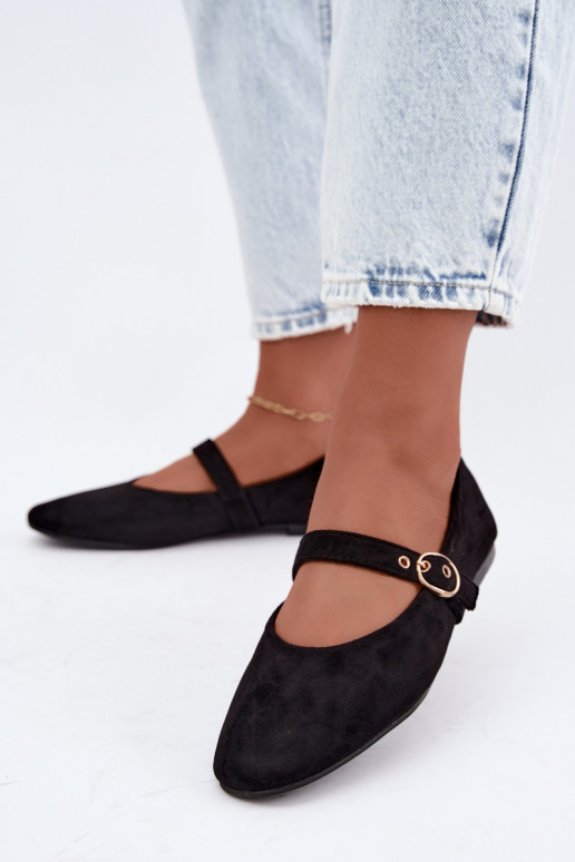 Mary Jane stijl ballerina's in zwarte kleur Nolenne
