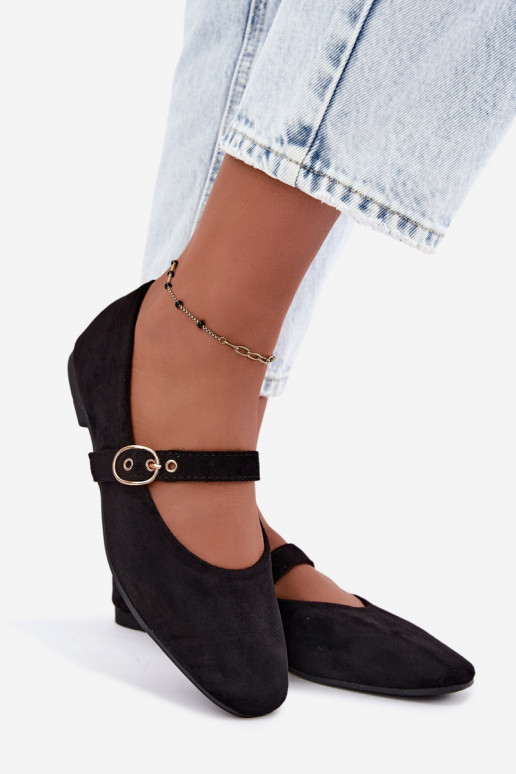 Mary Jane stijl ballerina's in zwarte kleur Nolenne