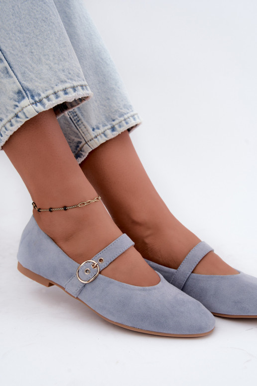Mary Jane stijl ballerina's in blauwe kleur Nolenne