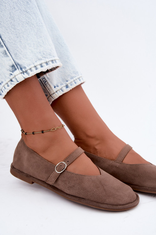 Barefoot type ballerina's met bandjes in kleikleur Rhoselle
