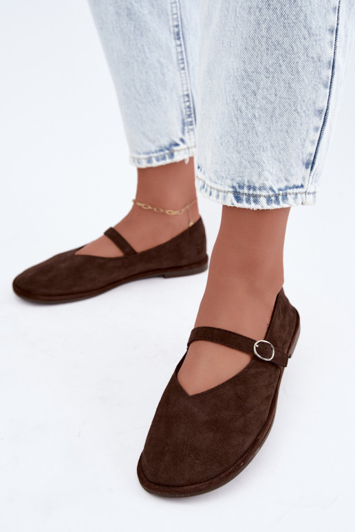 Barefoot Ballerinas mit Riemen in Schokoladenfarbe Rhoselle