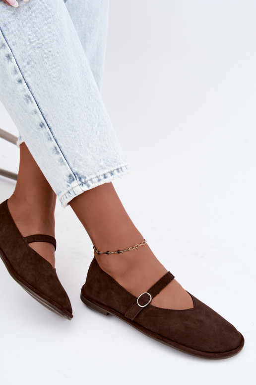Barefoot type ballerina's met bandjes in chocoladekleur Rhoselle