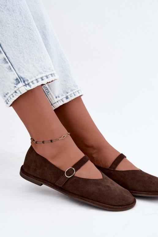 Barefoot type ballerina's met bandjes in chocoladekleur Rhoselle