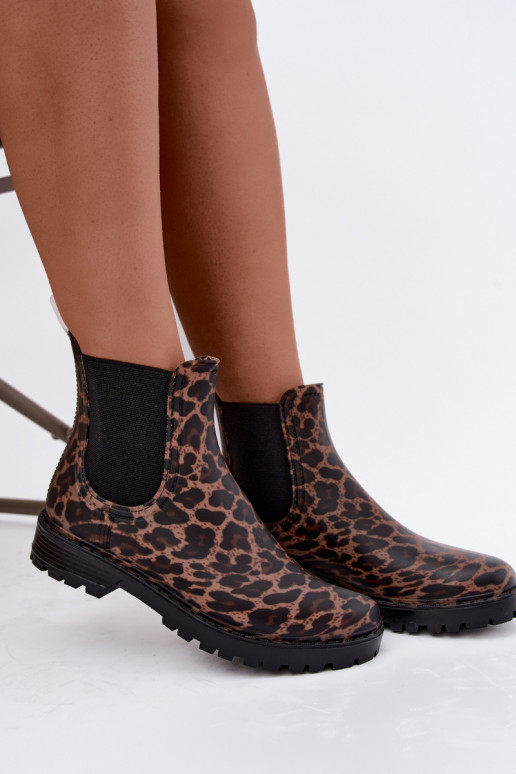 Gummistiefel für Frauen mit elastischen Einsätzen und Leopardenmuster Ciariel