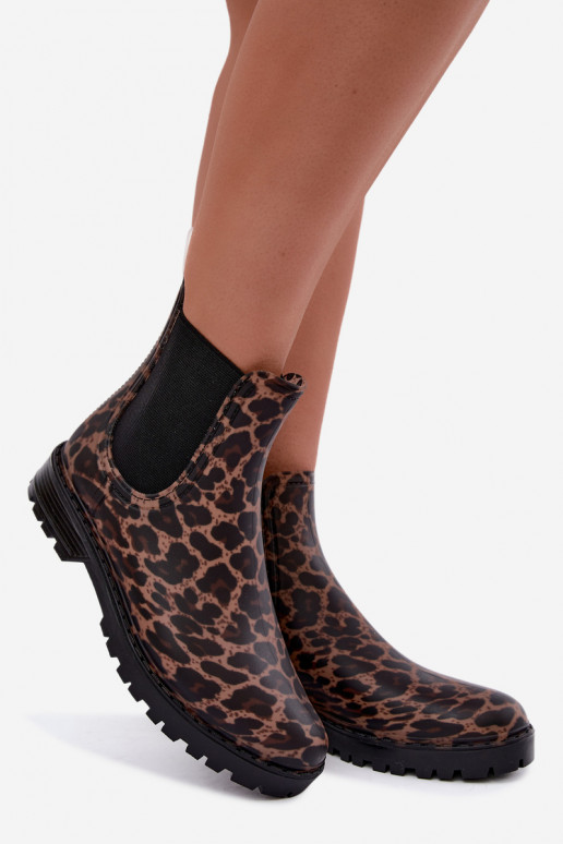 Bottes en caoutchouc pour femmes avec inserts élastiques et imprimé léopard Ciariel