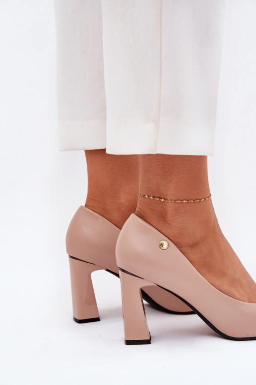Chaussures à talons de style élégant Vinceza 62221 couleur sable