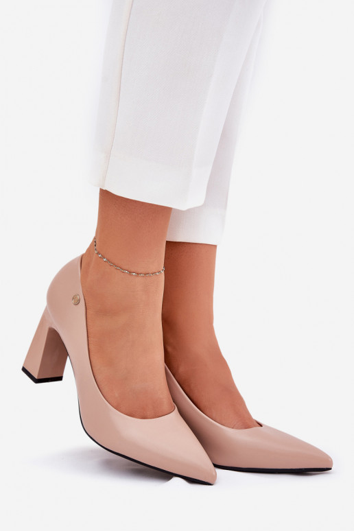 Chaussures à talons de style élégant Vinceza 62221 couleur sable