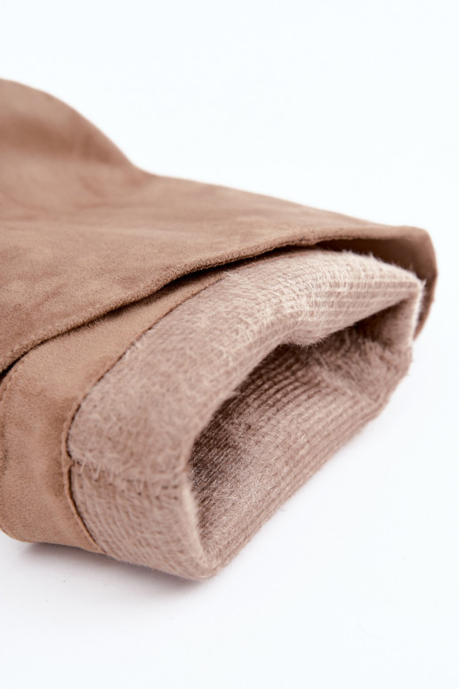 bottes hautes isolées avec volants et talons fins en couleur sable Auretta