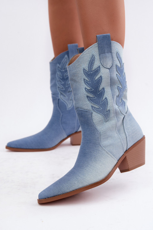instap cowboy-stijl enkellaarsjes met hakken van denim Ferelle