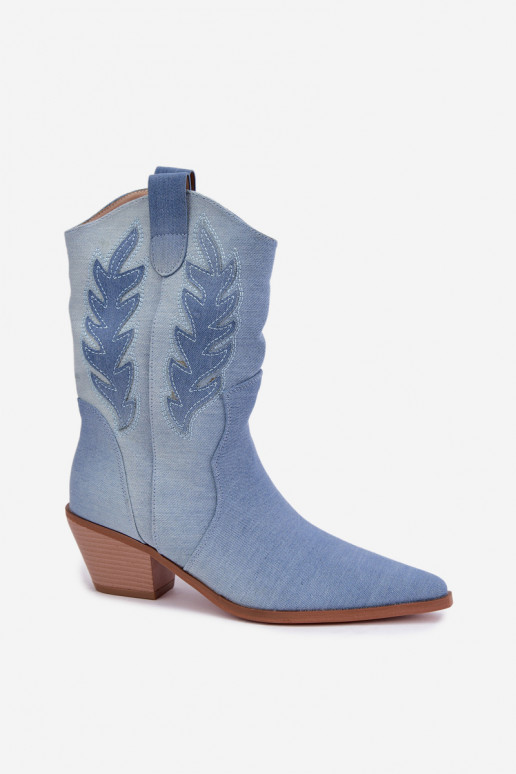instap cowboy-stijl enkellaarsjes met hakken van denim Ferelle