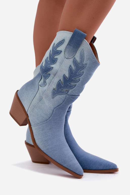 instap cowboy-stijl enkellaarsjes met hakken van denim Ferelle