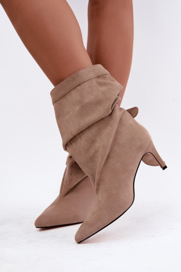 bottines à enfiler avec talons fins et sangles en couleur sable Soreya 2