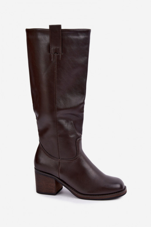 bottes hautes isolées avec talons en couleur marron Perrisa