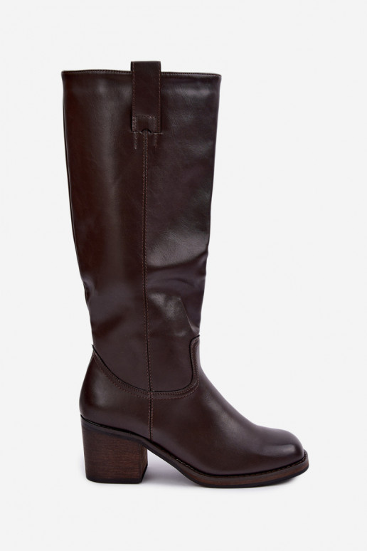 bottes hautes isolées avec talons en couleur marron Perrisa