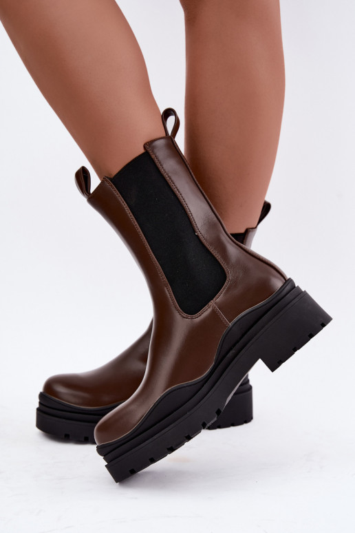 stilvolle gefütterte Stiefeletten mit Plateau in braun Rissana