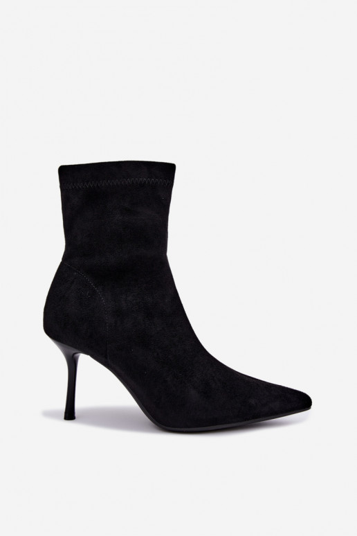 Zwarte enkellaarsjes met dunne hakken Nireya