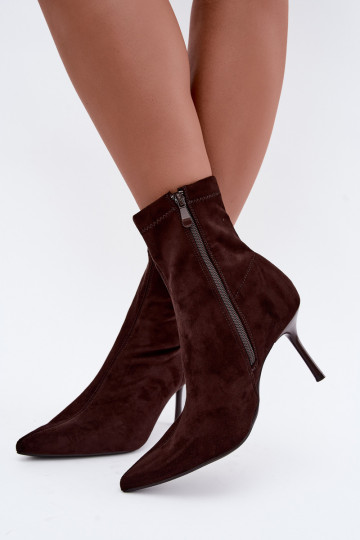 Bottines chocolat à talons fins Nireya