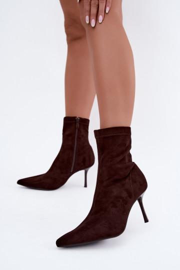 Bottines chocolat à talons fins Nireya 2