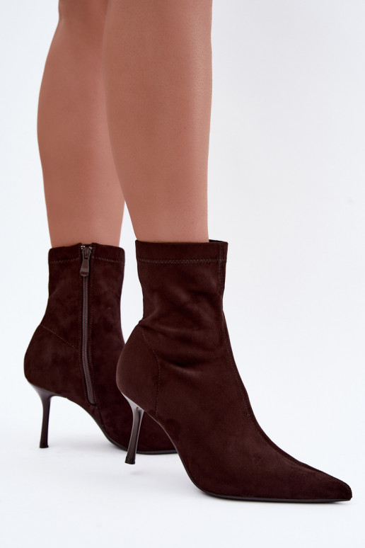 Bottines chocolat à talons fins Nireya