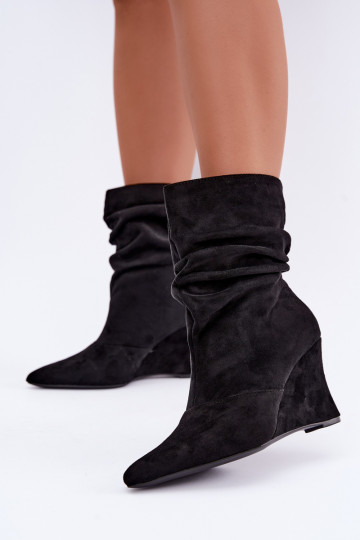 Bottines noires froissées avec plateforme Thalene 2