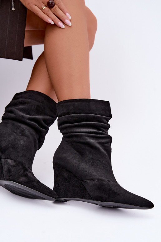Bottines noires froissées avec plateforme Thalene