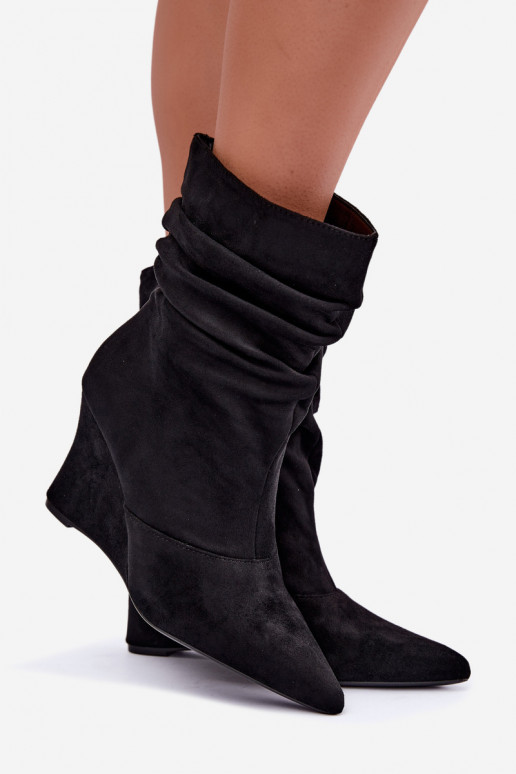 Bottines noires froissées avec plateforme Thalene
