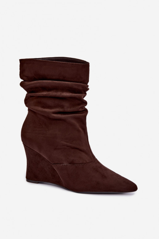 Bottines brunes froissées avec plateforme Thalene