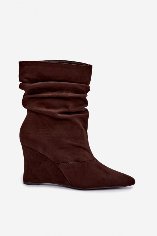 Bottines brunes froissées avec plateforme Thalene
