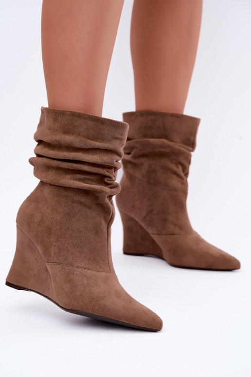 Bottines beiges froissées avec plateforme Thalene