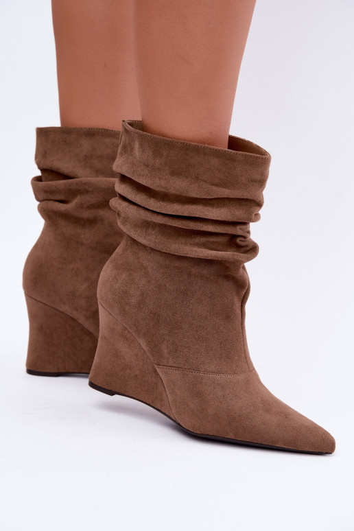 Bottines beiges froissées avec plateforme Thalene