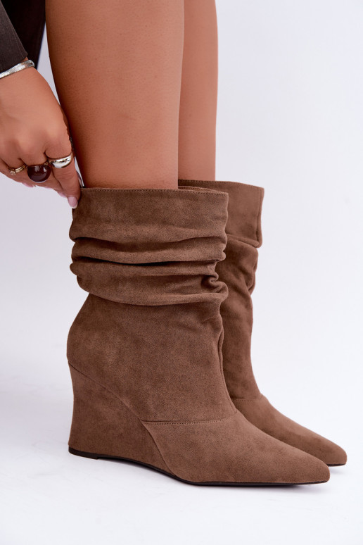 Bottines beiges froissées avec plateforme Thalene