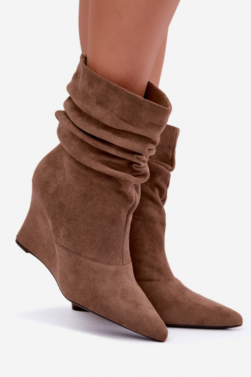 Bottines beiges froissées avec plateforme Thalene