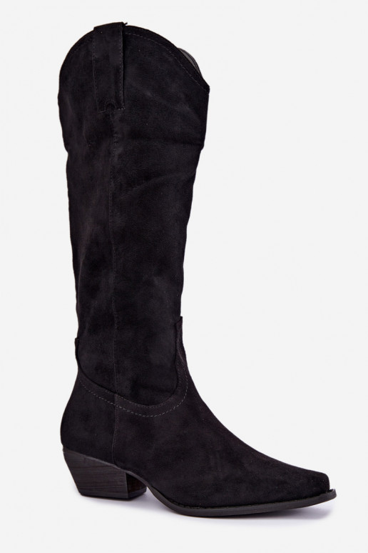 Schwarze Cowboy-Stiefel mit niedrigem Absatz Grisel