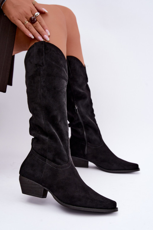 Bottes cowboy noires à talon bas Grisel
