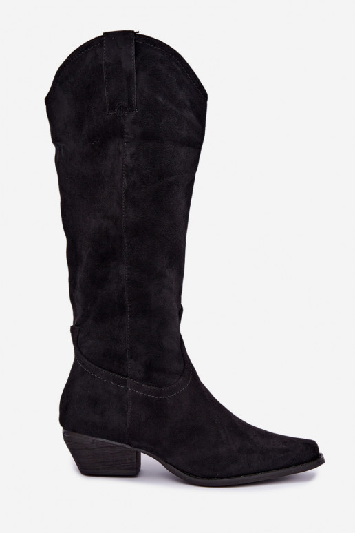 Bottes cowboy noires à talon bas Grisel