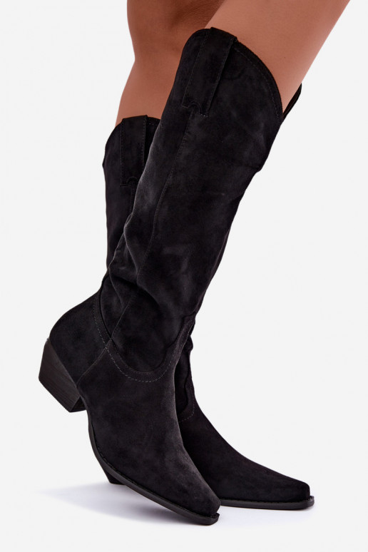 Schwarze Cowboy-Stiefel mit niedrigem Absatz Grisel