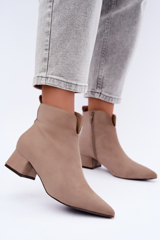 Beige puntige enkellaarsjes Klocke Heliara