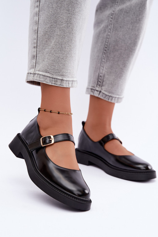 Schwarze Schuhe mit breiten Absätzen Lareine